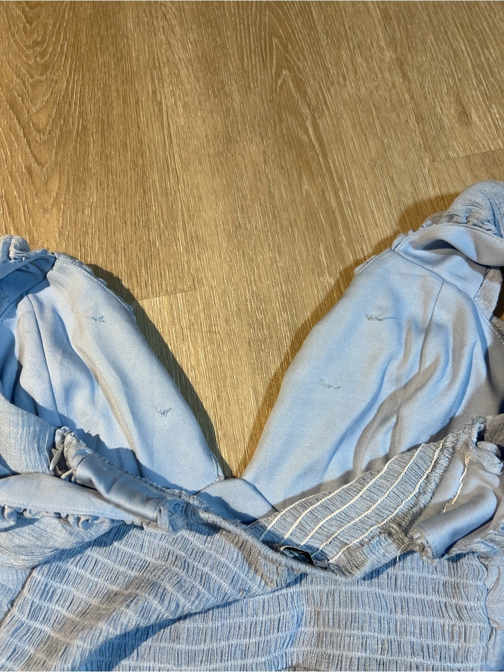 Hunter & Brown Light Blue Linen Maxi Dress with Ruffle Straps Women’s Medium - Picture 9 of 10